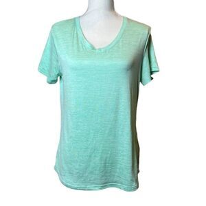 Avia Women's Athletic Top Mint White Space Dye V-neck Size Large